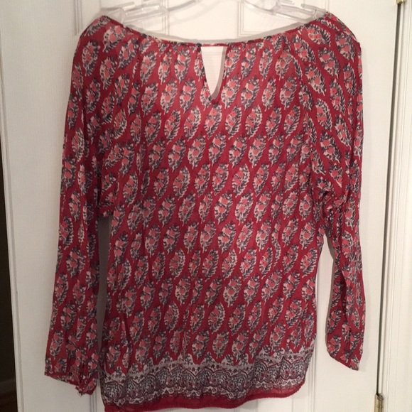 American Eagle cotton peasant blouse. Tie front,elastic waist. 3/4 sleeves Sz M - Picture 7 of 7